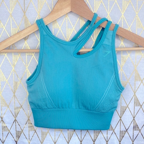 Gym Shark Ultra Seamless Teal Sports Bra - Picture 4 of 11
